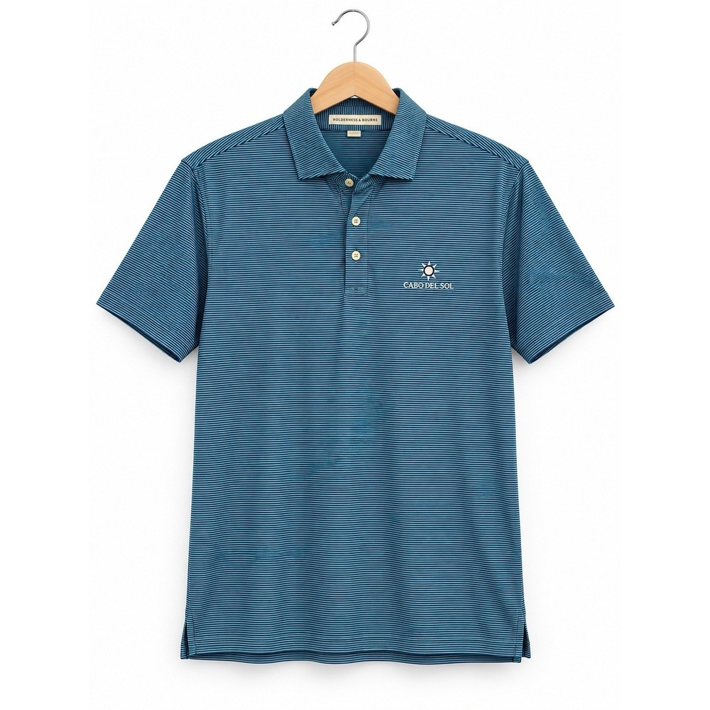 Holderness & Bourne The Perkins Polo Shirt Mens XL Blue Stripe Cabo Del Sol Golf